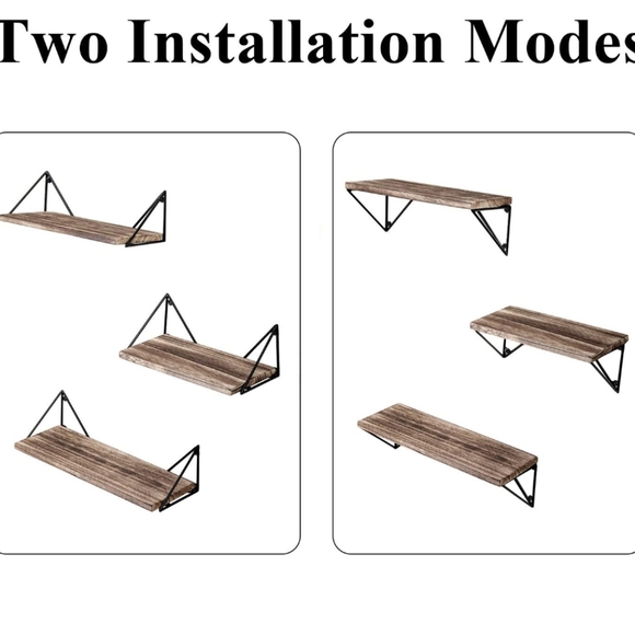 NEW Display Shelves Floating Wall Shelving w Metal Brackets Natural Wood Color - Picture 14 of 17